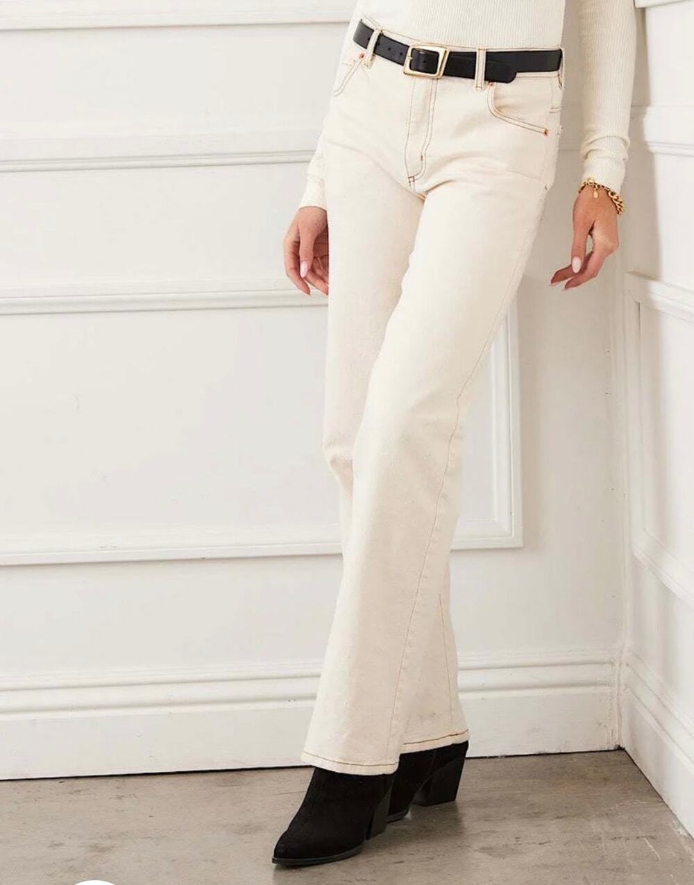 Karen Kane Lifestyle Basics Natural Wide Leg Jeans Size 10 $138 NWT